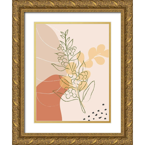 Coffee Branch Abstract Shapes Gold Ornate Wood Framed Art Print with Double Matting by Balbuena, Sabrina