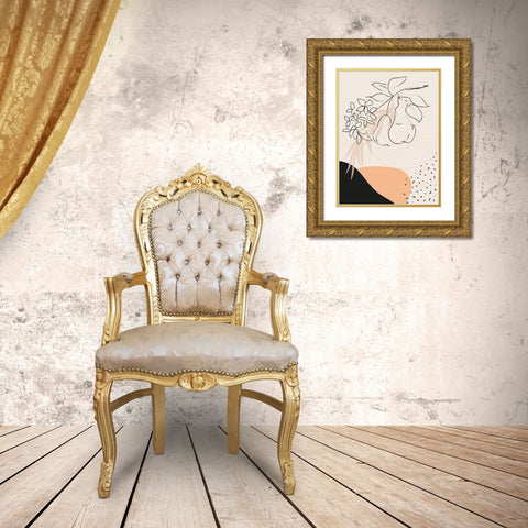 Pear Branch Abstract Shapes Gold Ornate Wood Framed Art Print with Double Matting by Balbuena, Sabrina