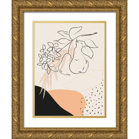 Pear Branch Abstract Shapes Gold Ornate Wood Framed Art Print with Double Matting by Balbuena, Sabrina