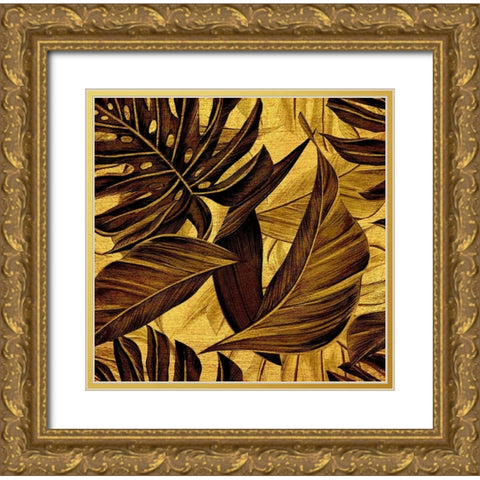 Golden Leaves Gold Ornate Wood Framed Art Print with Double Matting by Surma, Agata
