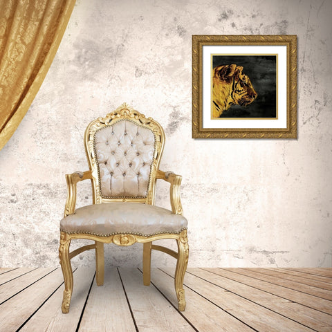 Wild Tiger Gold Ornate Wood Framed Art Print with Double Matting by Surma, Agata