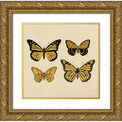 Mariposas Gold Ornate Wood Framed Art Print with Double Matting by Surma, Agata