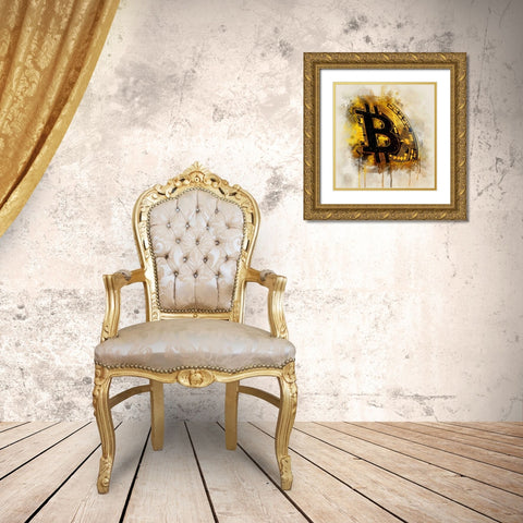 Bitcoin Era V Gold Ornate Wood Framed Art Print with Double Matting by Surma, Agata