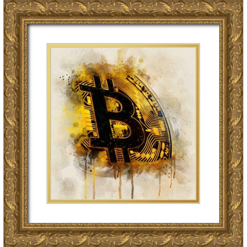 Bitcoin Era V Gold Ornate Wood Framed Art Print with Double Matting by Surma, Agata