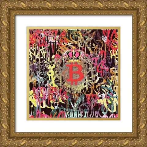 Bitcoin Graffiti Art III Gold Ornate Wood Framed Art Print with Double Matting by Orlov, Irena