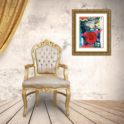 Bitcoin Street Art II Gold Ornate Wood Framed Art Print with Double Matting by Orlov, Irena