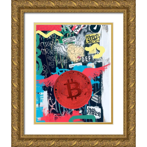 Bitcoin Street Art II Gold Ornate Wood Framed Art Print with Double Matting by Orlov, Irena