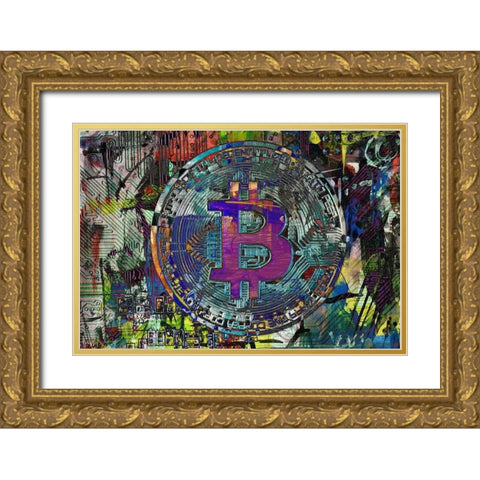 Bitcoin Coin Art I Gold Ornate Wood Framed Art Print with Double Matting by Orlov, Irena
