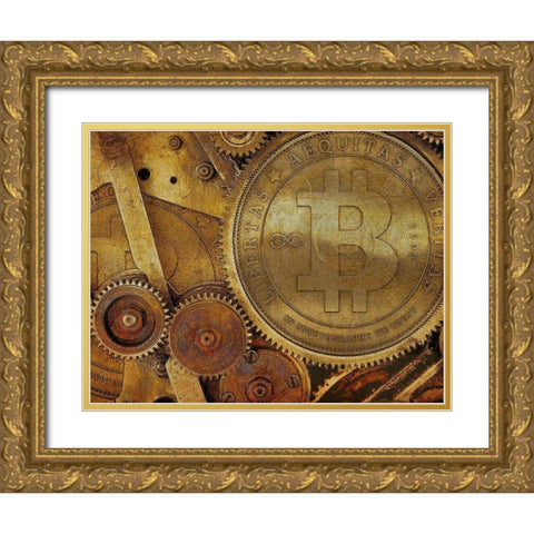 Grunge Bitcoin I Gold Ornate Wood Framed Art Print with Double Matting by Hunziker, Steve