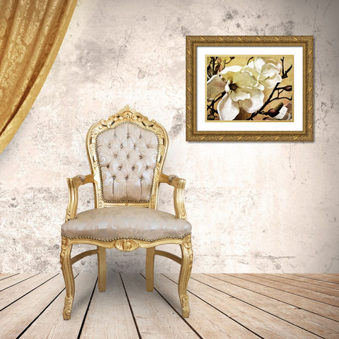 Majestic Magnolia Gold Ornate Wood Framed Art Print with Double Matting by Aldridge, Ashley