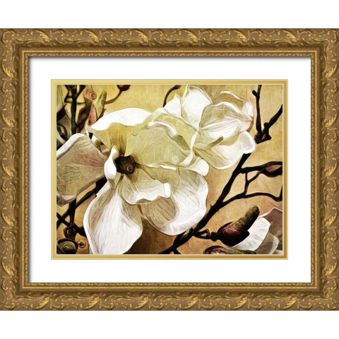 Majestic Magnolia Gold Ornate Wood Framed Art Print with Double Matting by Aldridge, Ashley