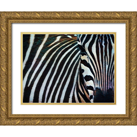 Black and White Zebra Stripes I Gold Ornate Wood Framed Art Print with Double Matting by Aldridge, Ashley