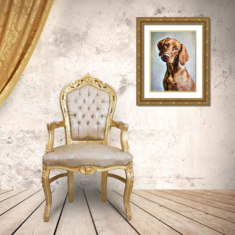 Hungarian Vizsla Adoration Gold Ornate Wood Framed Art Print with Double Matting by Aldridge, Ashley