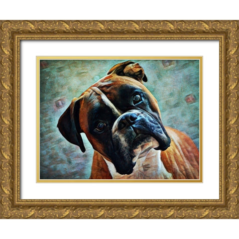 German Boxer Intrigue Gold Ornate Wood Framed Art Print with Double Matting by Aldridge, Ashley