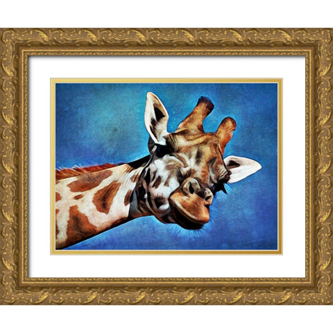 Giraffe High Blue Sky  Gold Ornate Wood Framed Art Print with Double Matting by Aldridge, Ashley