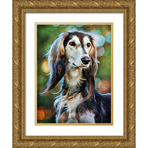 Saluki Sighted Gold Ornate Wood Framed Art Print with Double Matting by Aldridge, Ashley