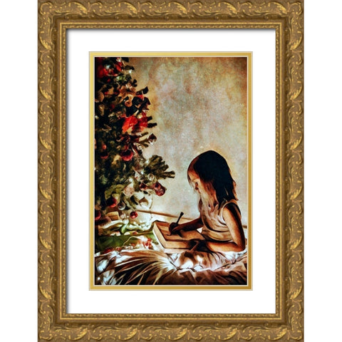 Dear Santa Gold Ornate Wood Framed Art Print with Double Matting by Aldridge, Ashley