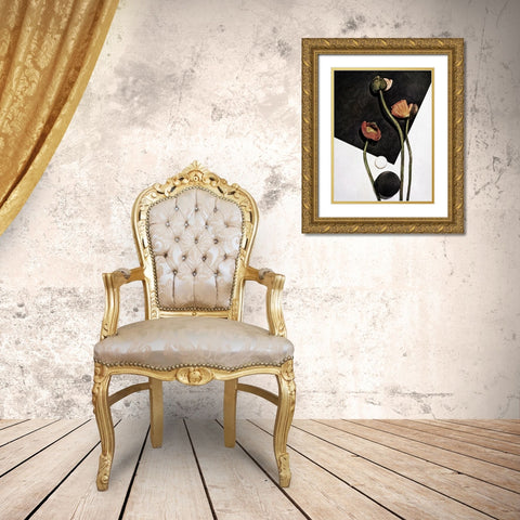 Modern Poppy Arrangement I Gold Ornate Wood Framed Art Print with Double Matting by Aldridge, Ashley