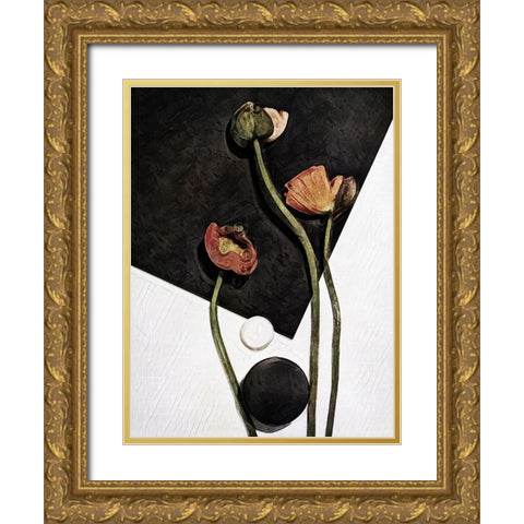 Modern Poppy Arrangement I Gold Ornate Wood Framed Art Print with Double Matting by Aldridge, Ashley