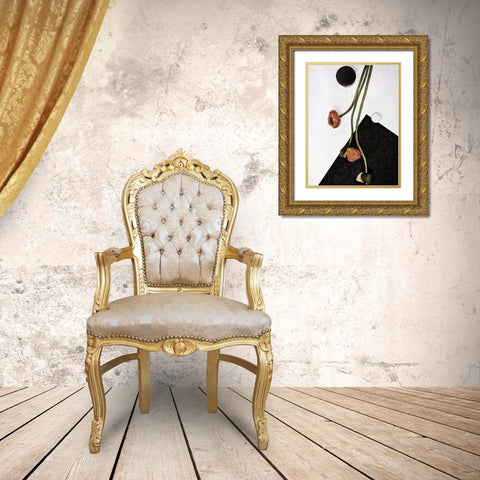 Modern Poppy Arrangement II Gold Ornate Wood Framed Art Print with Double Matting by Aldridge, Ashley