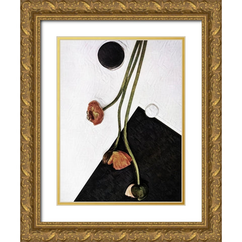 Modern Poppy Arrangement II Gold Ornate Wood Framed Art Print with Double Matting by Aldridge, Ashley