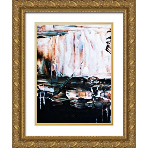Burnt White On Black Abstract Gold Ornate Wood Framed Art Print with Double Matting by Aldridge, Ashley