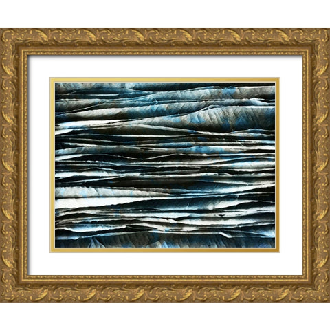 Watercoloured Blue Paper Stack Gold Ornate Wood Framed Art Print with Double Matting by Aldridge, Ashley