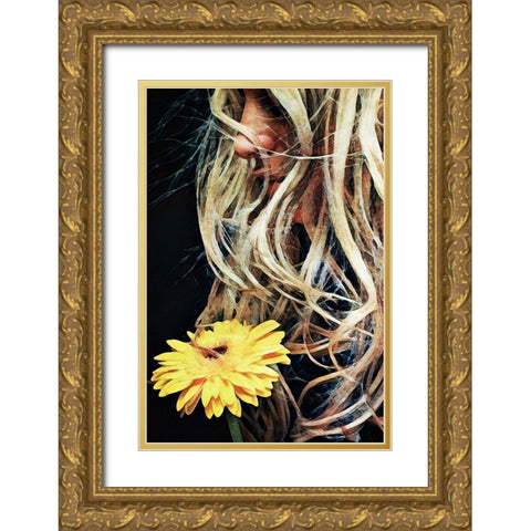 Golden Gerbera For Goldilocks Gold Ornate Wood Framed Art Print with Double Matting by Aldridge, Ashley