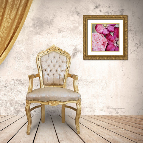 Pretty Pink Petals Gold Ornate Wood Framed Art Print with Double Matting by Aldridge, Ashley