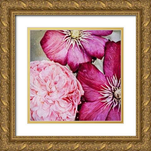 Pretty Pink Petals Gold Ornate Wood Framed Art Print with Double Matting by Aldridge, Ashley