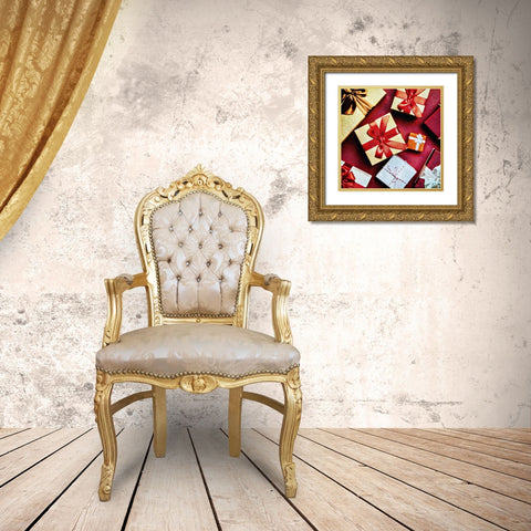 Christmas Presents Gold Ornate Wood Framed Art Print with Double Matting by Aldridge, Ashley