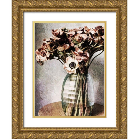 Dried Pastel Poppies Gold Ornate Wood Framed Art Print with Double Matting by Aldridge, Ashley