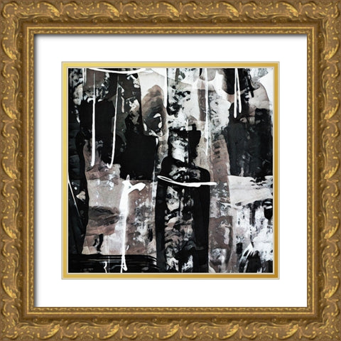 Monochrome Brushed Abstract II Gold Ornate Wood Framed Art Print with Double Matting by Aldridge, Ashley
