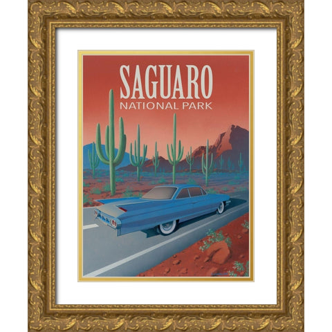 Saguaro National Park with Text Gold Ornate Wood Framed Art Print with Double Matting by Courtney, Richard
