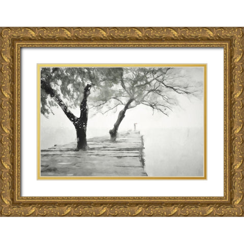 Misty Dock Gold Ornate Wood Framed Art Print with Double Matting by Curinga, Kim