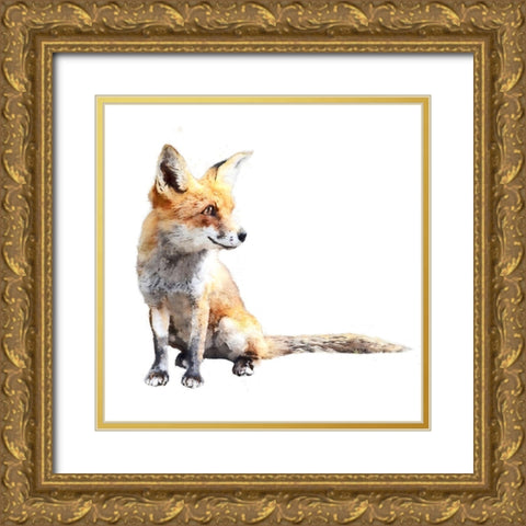 Inquisitive Fox Gold Ornate Wood Framed Art Print with Double Matting by Curinga, Kim