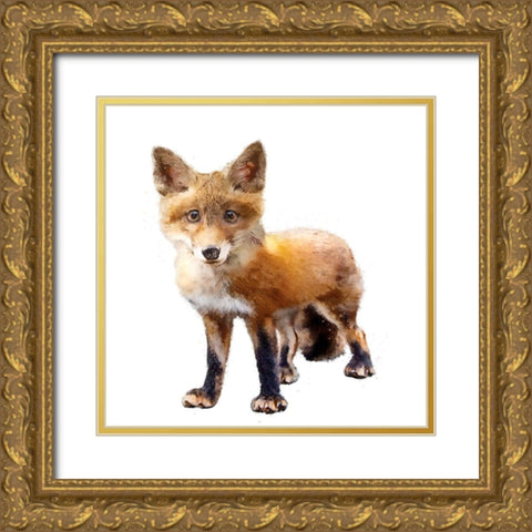 Lil Fox Standing Gold Ornate Wood Framed Art Print with Double Matting by Curinga, Kim