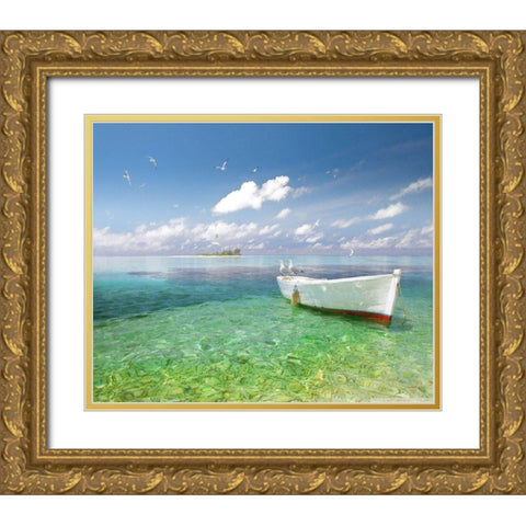 Tropical Shangrila IV Gold Ornate Wood Framed Art Print with Double Matting by Hunziker, Steve