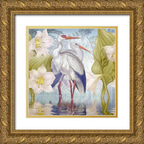 Water Walkers III Gold Ornate Wood Framed Art Print with Double Matting by Hunziker, Steve