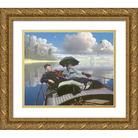 Lofty Relaxers Gold Ornate Wood Framed Art Print with Double Matting by Hunziker, Steve