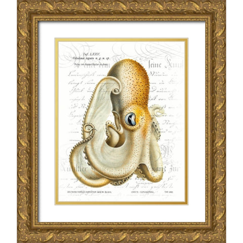 Octopus I Gold Ornate Wood Framed Art Print with Double Matting by Hunziker, Steve