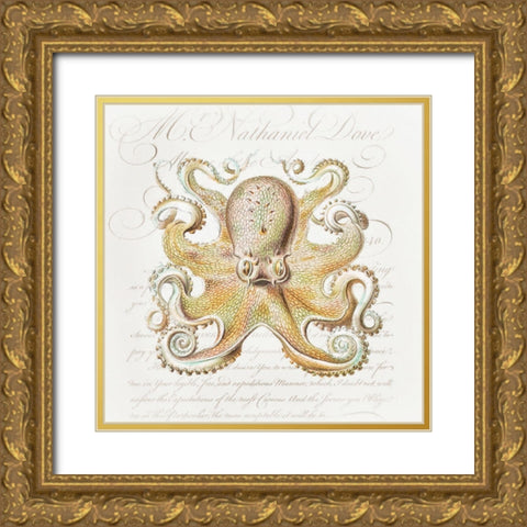 Octopus IV Gold Ornate Wood Framed Art Print with Double Matting by Hunziker, Steve
