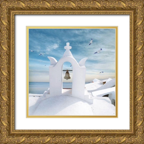 Grecian Blue II Gold Ornate Wood Framed Art Print with Double Matting by Hunziker, Steve