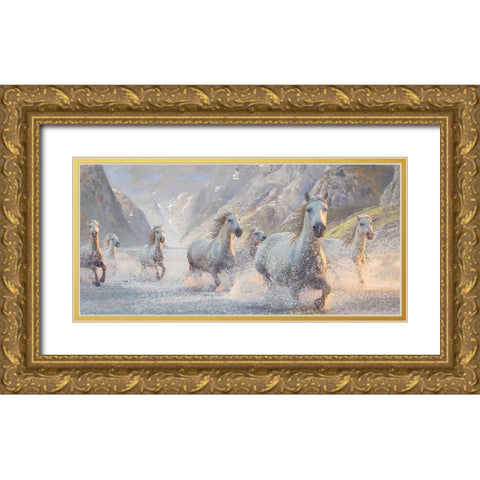 Spirited Splashers Gold Ornate Wood Framed Art Print with Double Matting by Hunziker, Steve