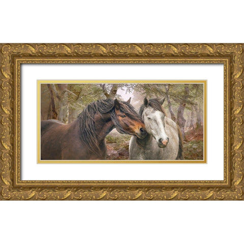 Forest Fraternisers Gold Ornate Wood Framed Art Print with Double Matting by Hunziker, Steve