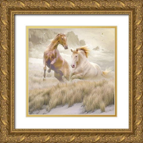 Equine Exuberance Gold Ornate Wood Framed Art Print with Double Matting by Hunziker, Steve