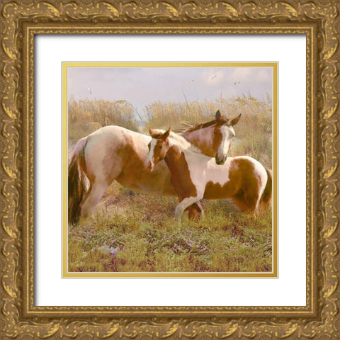 Equine Exuberance Gold Ornate Wood Framed Art Print with Double Matting by Hunziker, Steve
