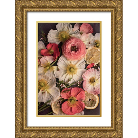 Petals and Zest Gold Ornate Wood Framed Art Print with Double Matting by Maclean, Leah