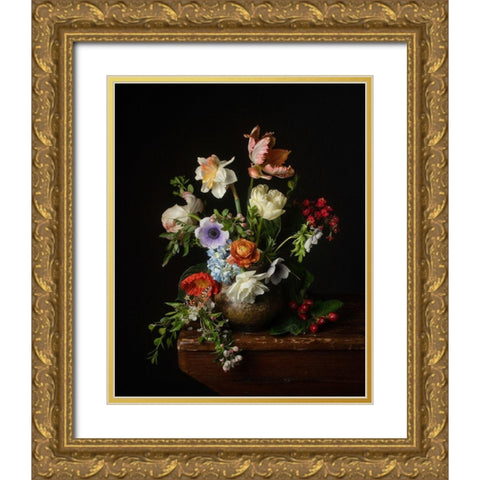 A Bounty of Spring Blooms Gold Ornate Wood Framed Art Print with Double Matting by Maclean, Leah