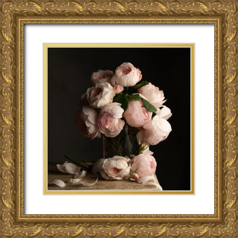 Smitten by Roses-Dark Gold Ornate Wood Framed Art Print with Double Matting by Maclean, Leah
